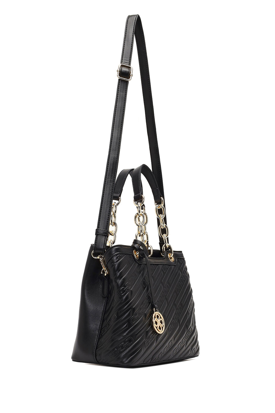 Women's Black Long Strap Printed Sleeve Bag