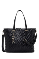 Women's Black Printed Long Strapped Charm Classic Shoulder Bag | Derimod