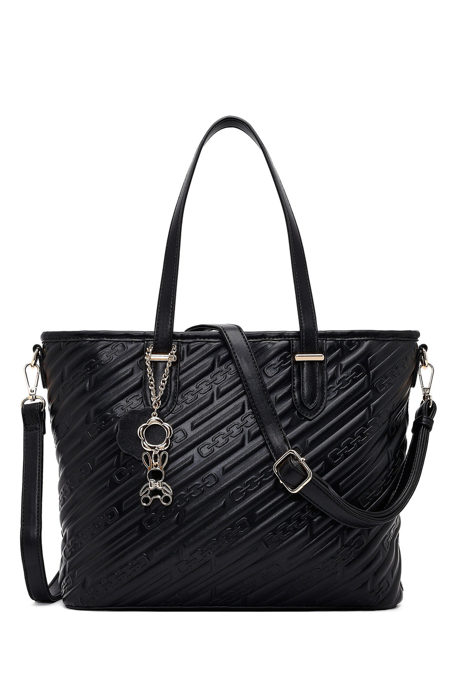 Women's Black Printed Long Strapped Charm Classic Shoulder Bag 25WBD286226 | Derimod