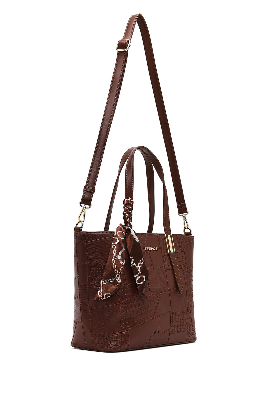 Women's Brown Long Strap Printed Shoulder Bag