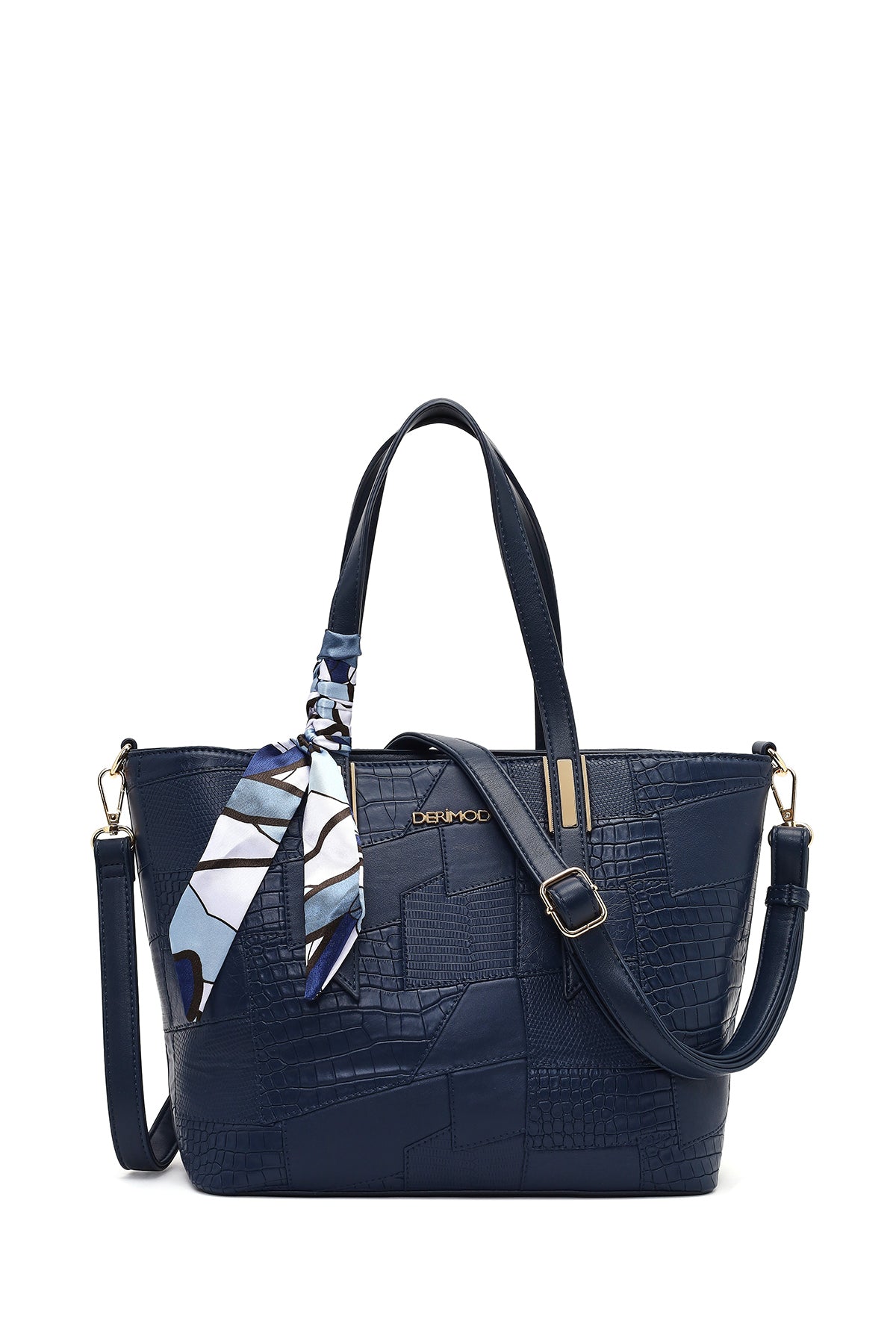 Kadın Lacivert Uzun Askılı Baskılı Omuz Çantası