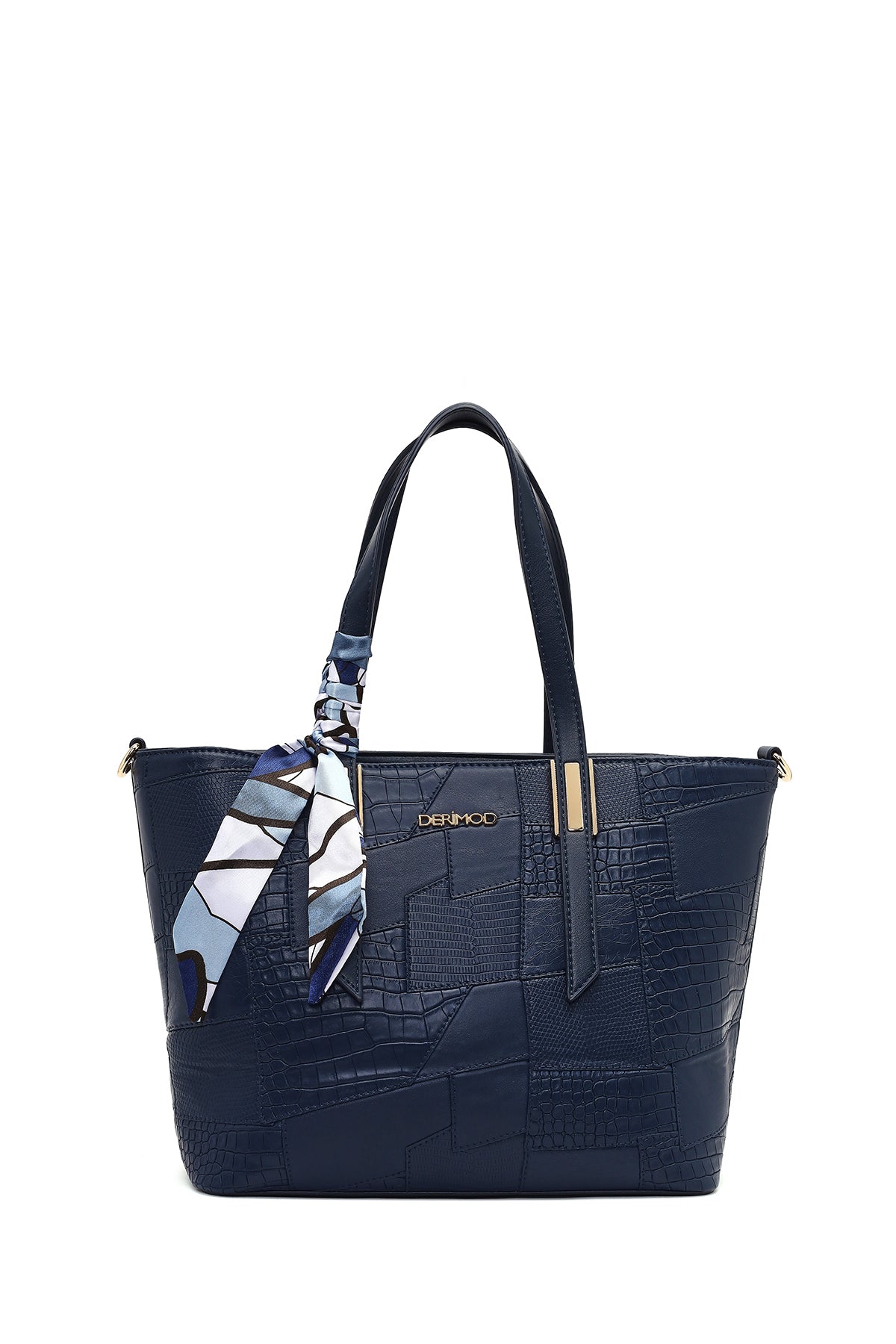 Kadın Lacivert Uzun Askılı Baskılı Omuz Çantası