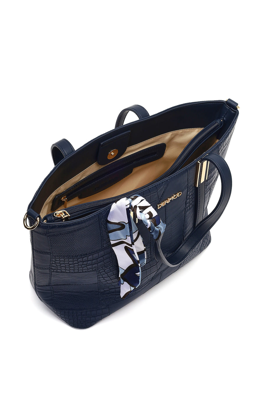 Women's Navy Blue Long Strap Printed Shoulder Bag