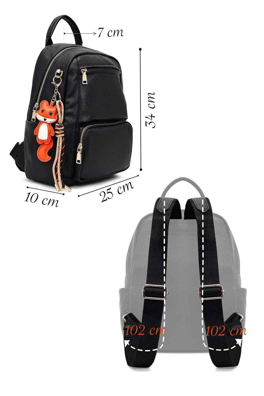 Women's Black Charm Backpack