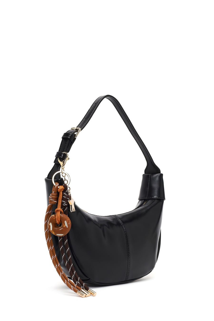 Women's Black Shoulder Bag with Accessories