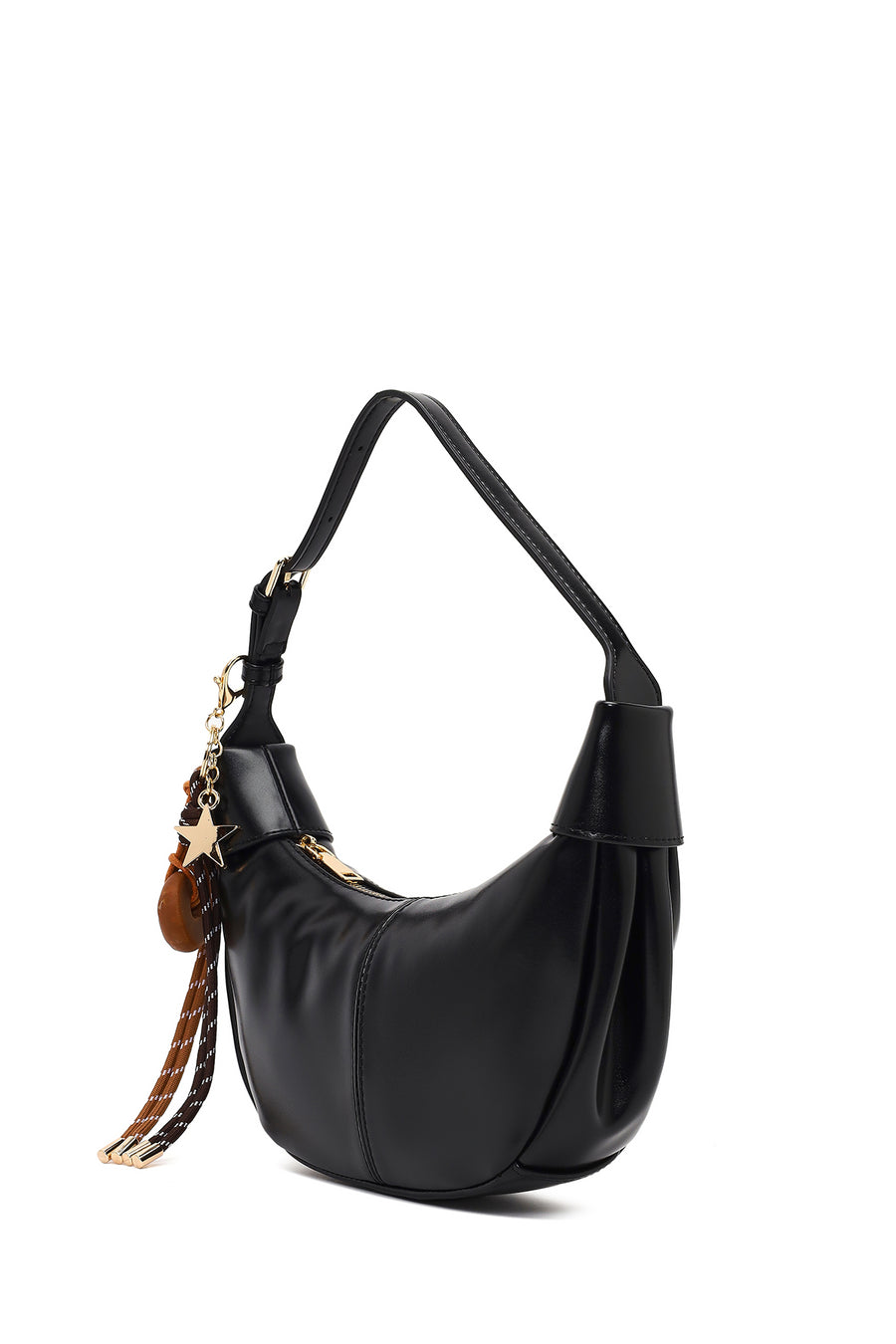 Women's Black Shoulder Bag with Accessories