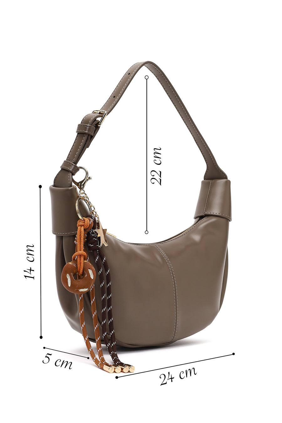 Women's Gray Accessorized Shoulder Bag