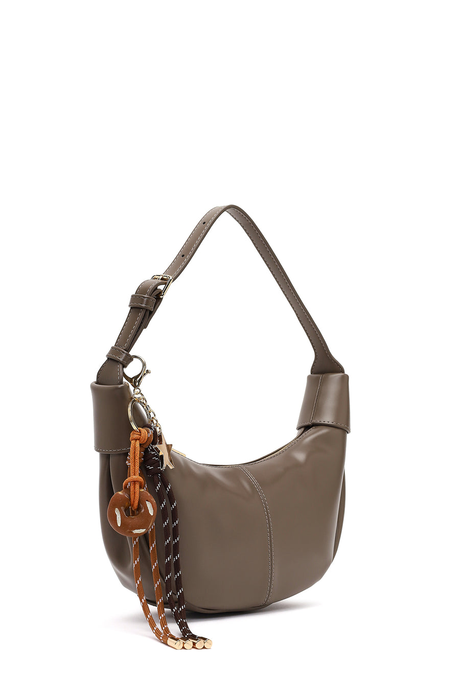 Women's Gray Accessorized Shoulder Bag