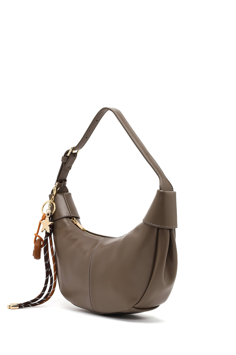 Women's Gray Accessorized Shoulder Bag