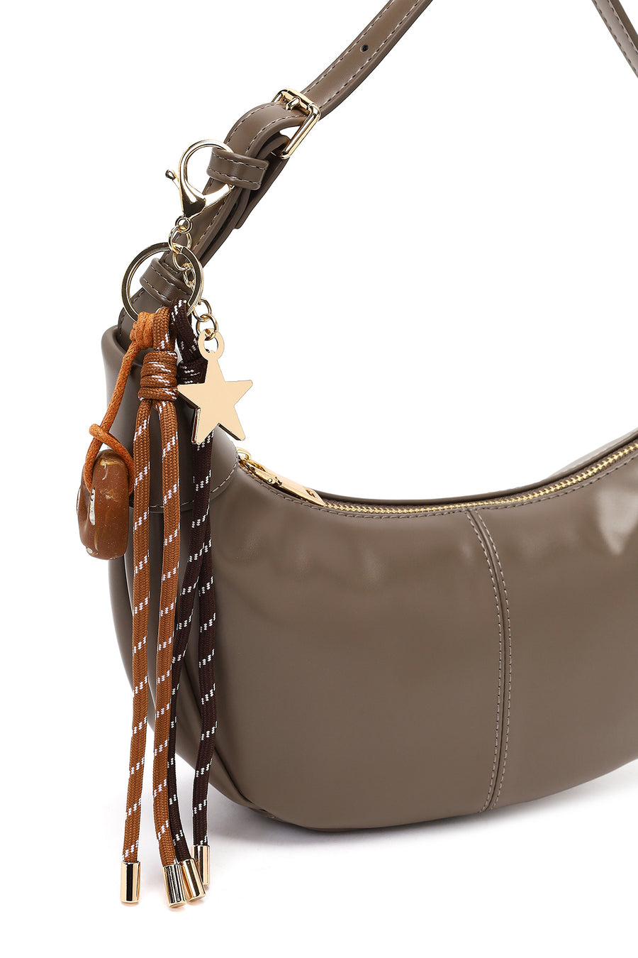 Women's Gray Accessorized Shoulder Bag