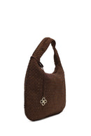 Kadın Kahverengi Örgülü Süet Omuz Çantası | Derimod