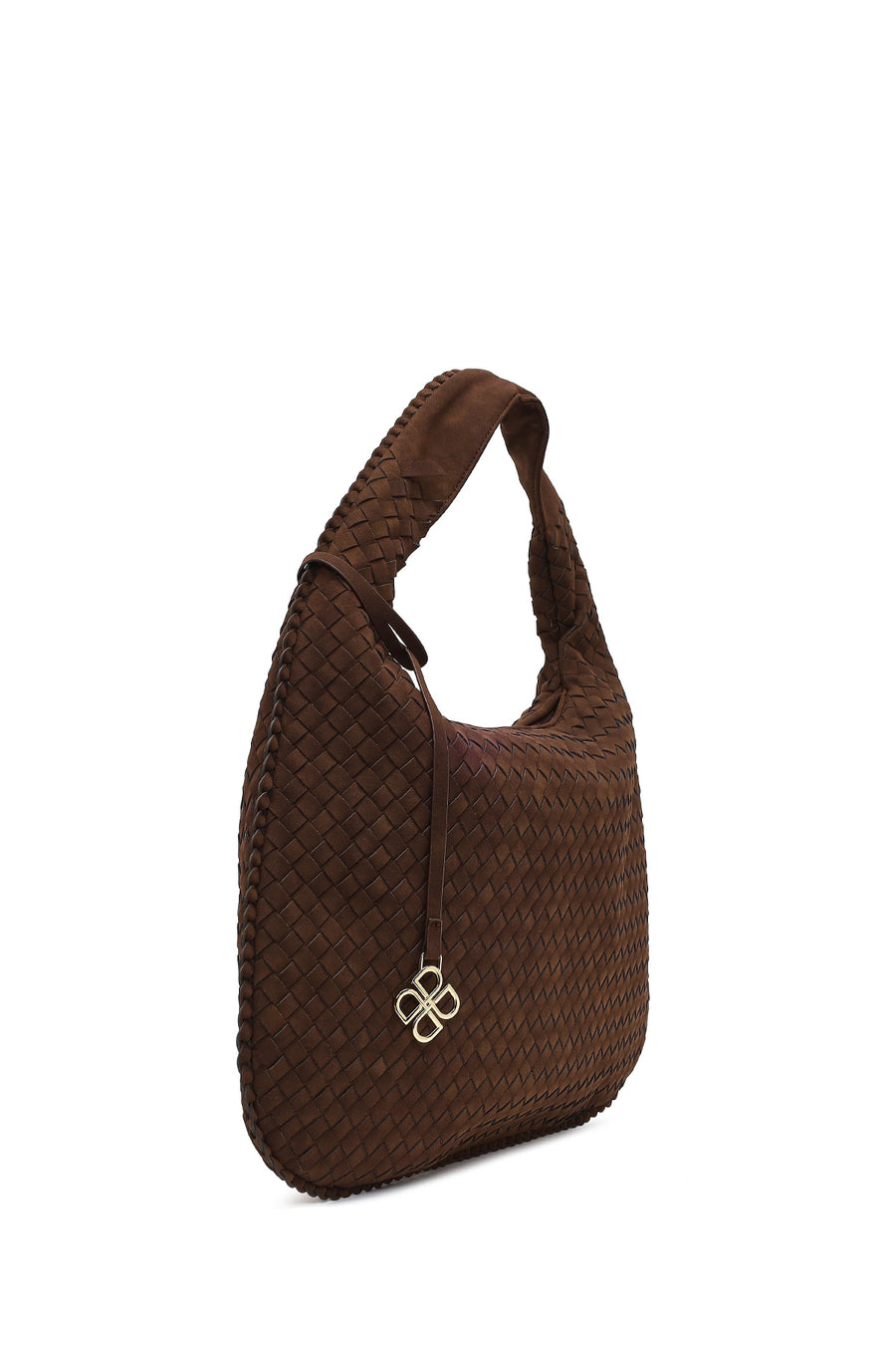 Women's Brown Braided Suede Shoulder Bag