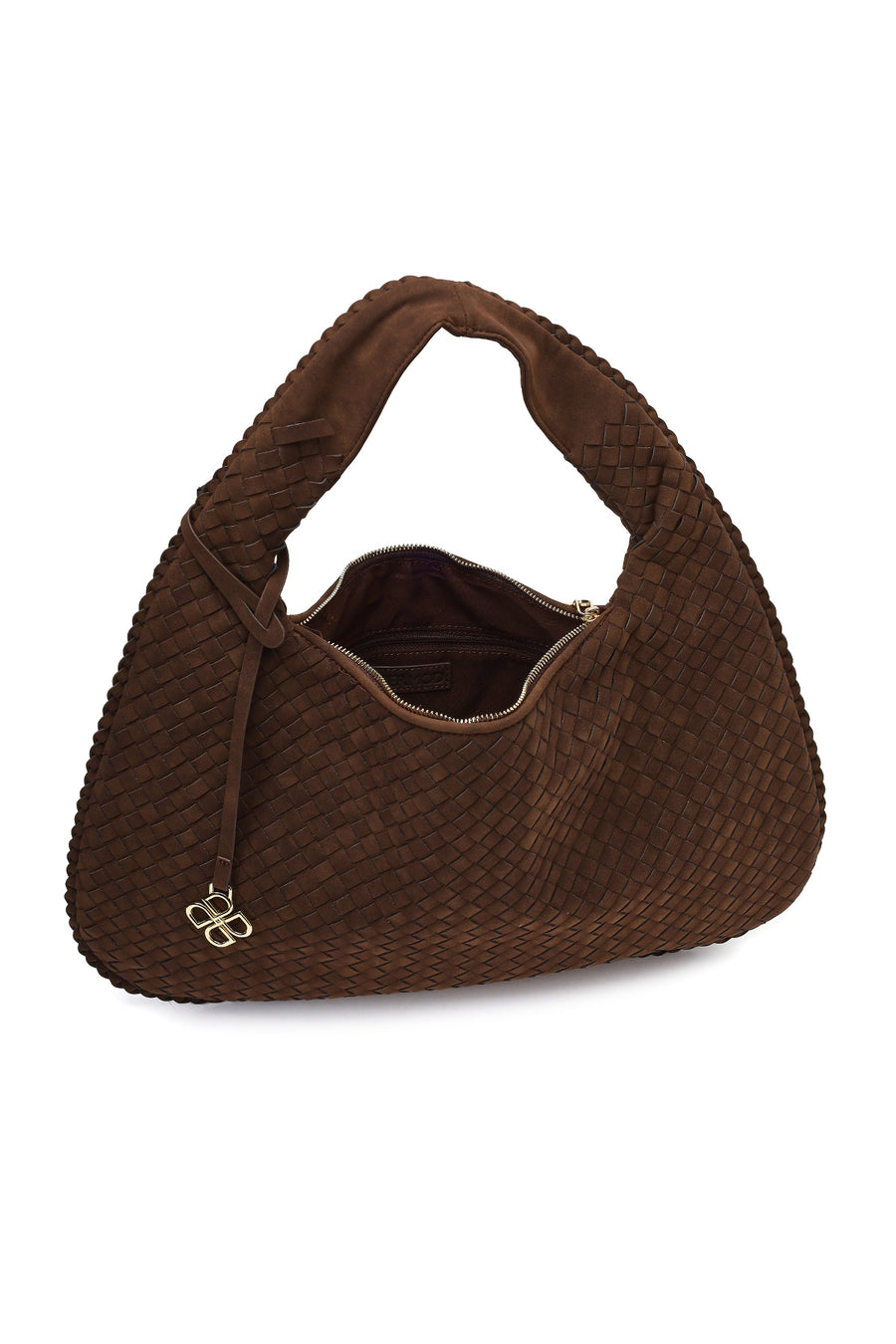 Women's Brown Braided Suede Shoulder Bag