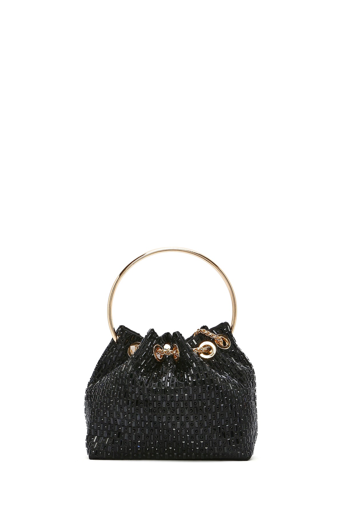 Kadın Siyah Uzun Zincir Askılı Taşlı Mini Abiye Çanta