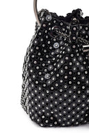 Kadın Siyah Uzun Zincir Askılı Taşlı Mini Abiye Kol Çantası | Derimod