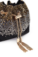 Kadın Siyah Taşlı Mini Abiye Kol Çantası | Derimod