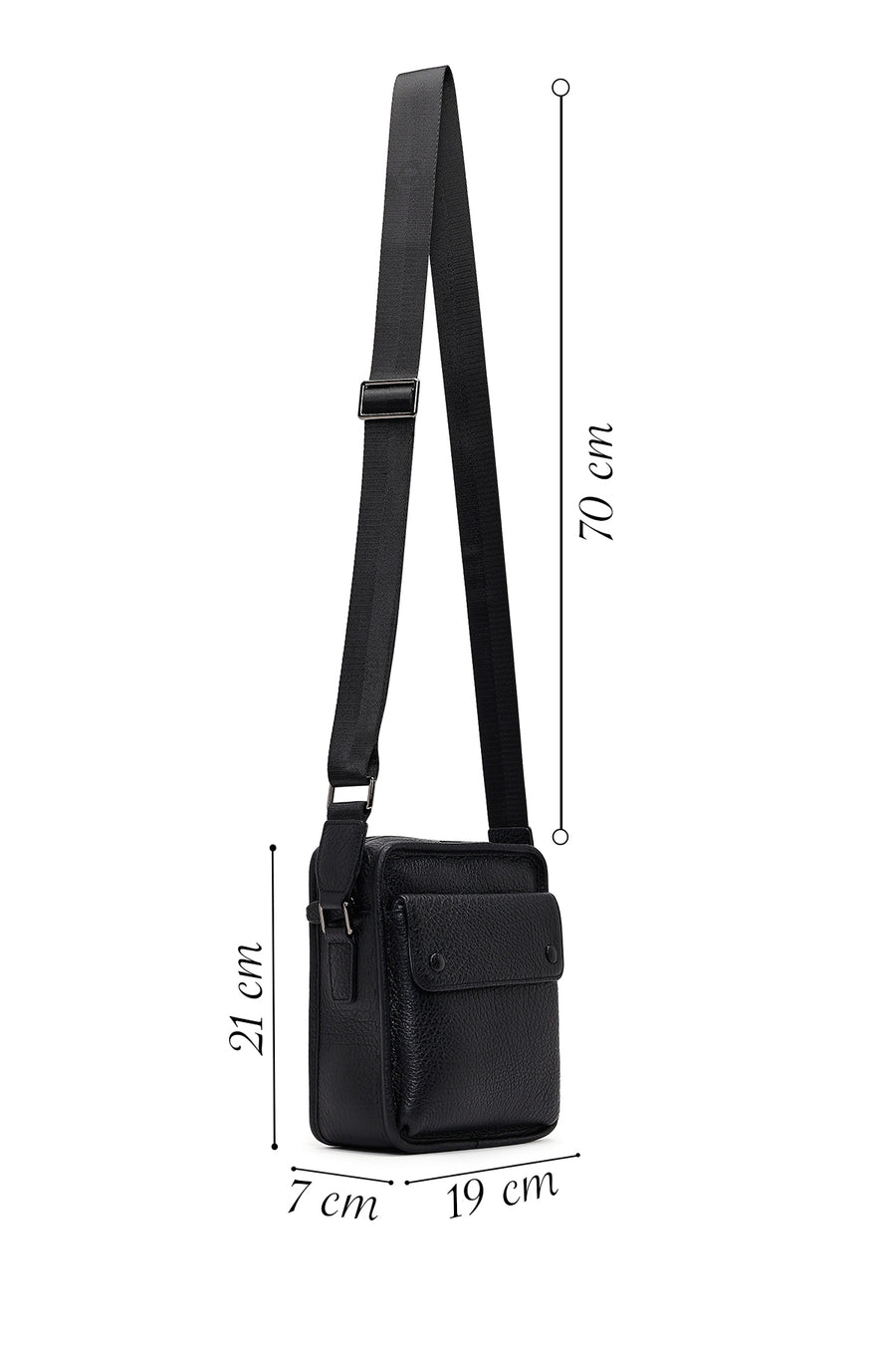 Men's Black Leather Messenger Bag