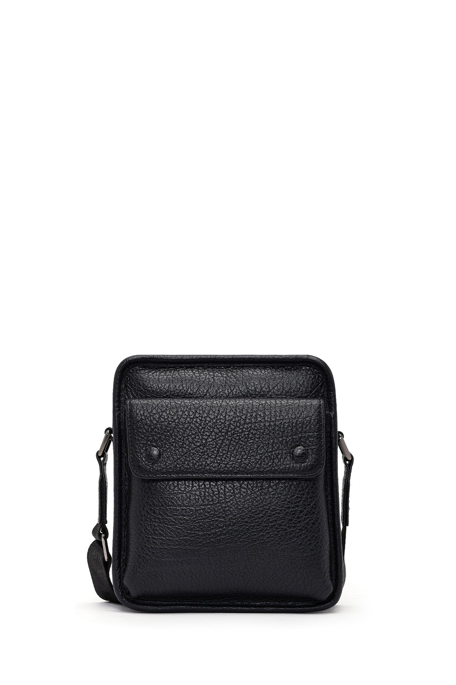 Men's Black Leather Messenger Bag