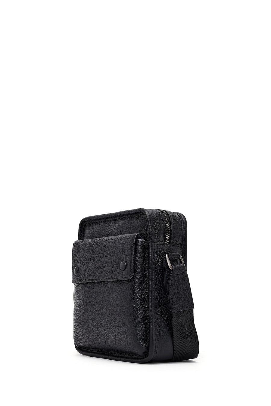 Men's Black Leather Messenger Bag