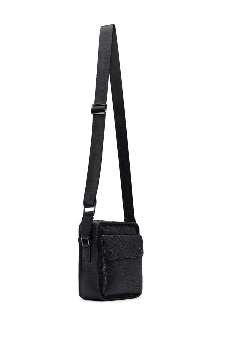 Men's Black Leather Messenger Bag