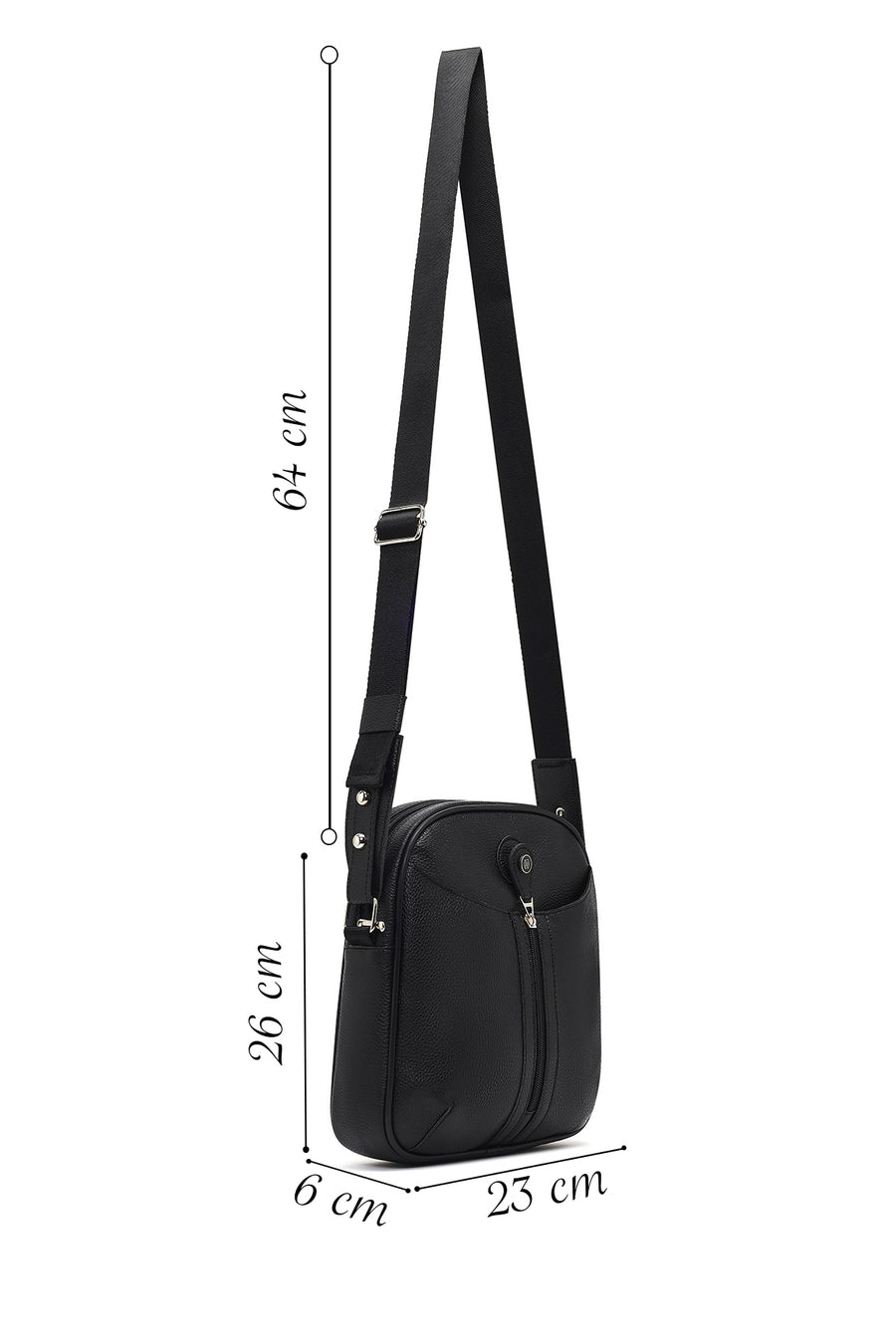 Men's Black Long Strap Crossbody Bag