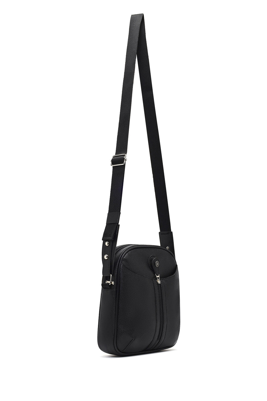 Men's Black Long Strap Crossbody Bag