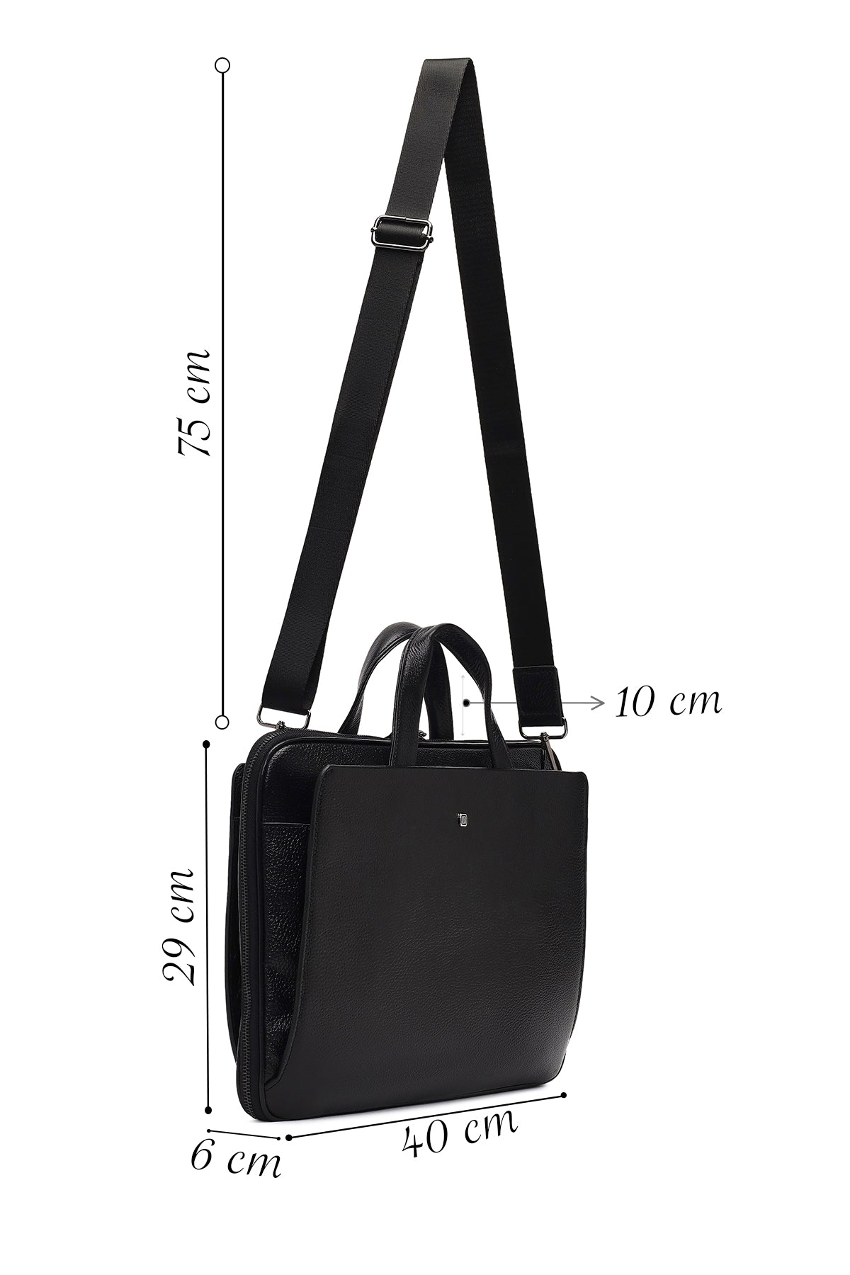 Erkek Siyah Uzun Askılı Deri Evrak Çantası