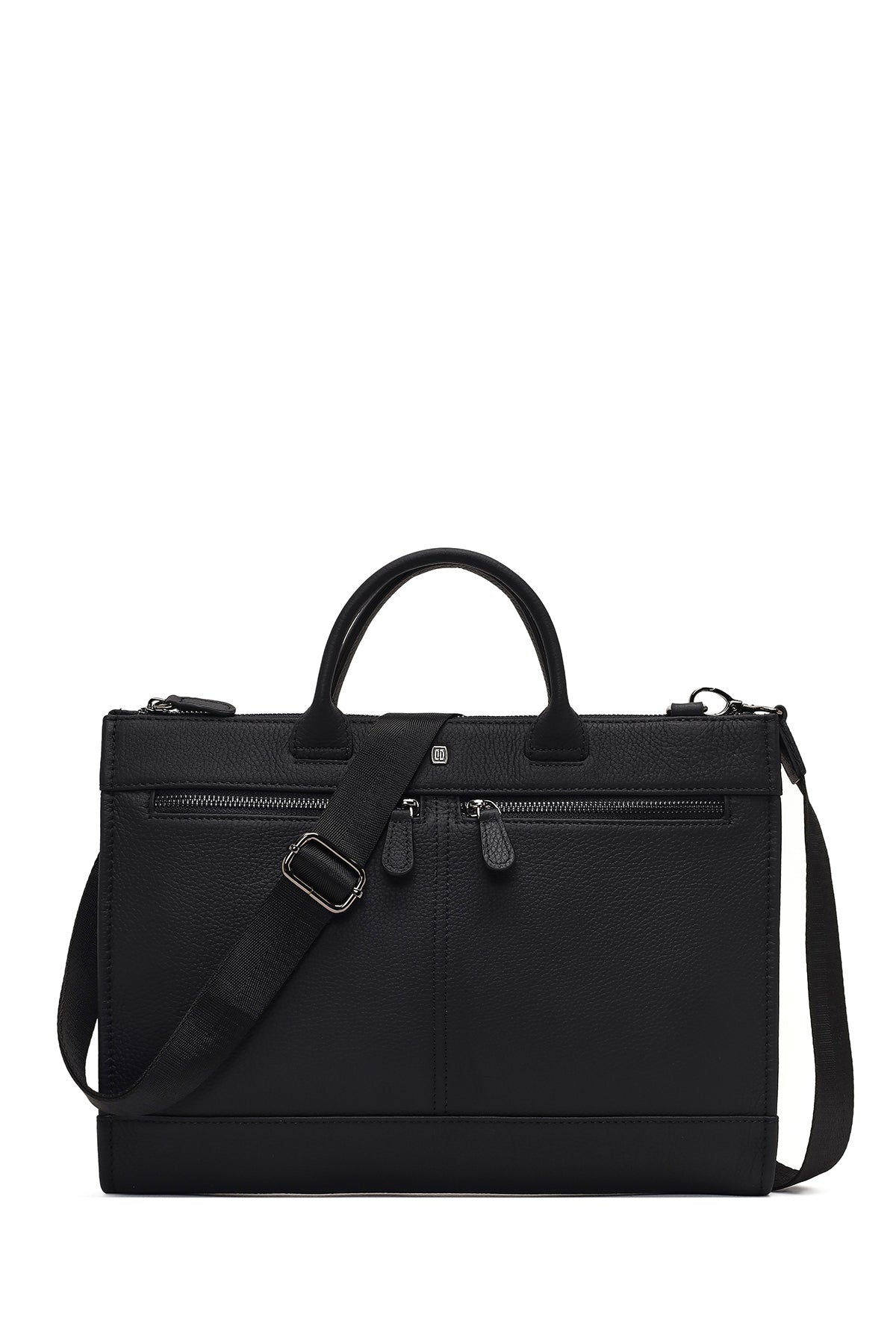 Erkek Siyah Uzun Askılı Deri Evrak Çantası