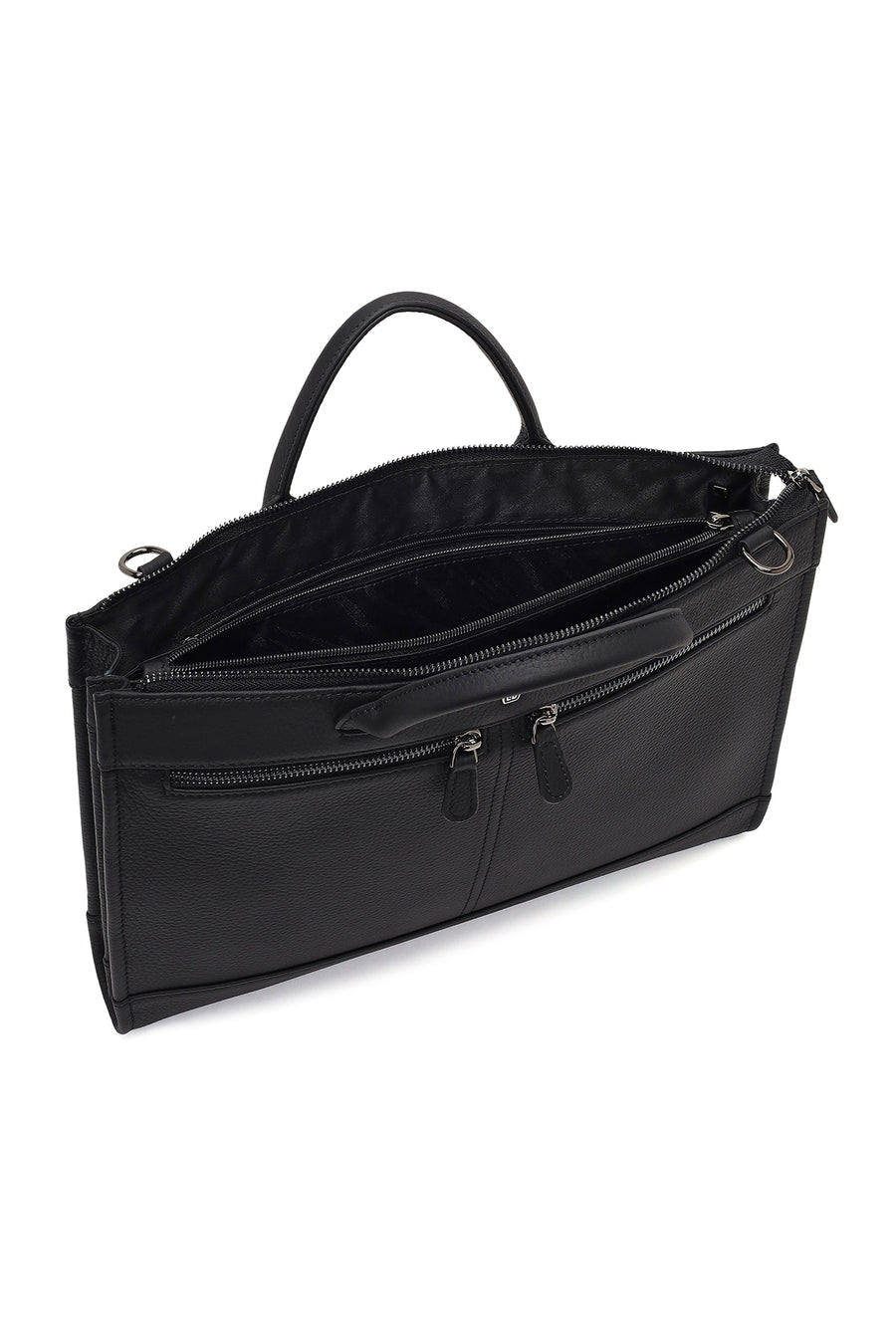 Men's Black Long Strap Leather Briefcase