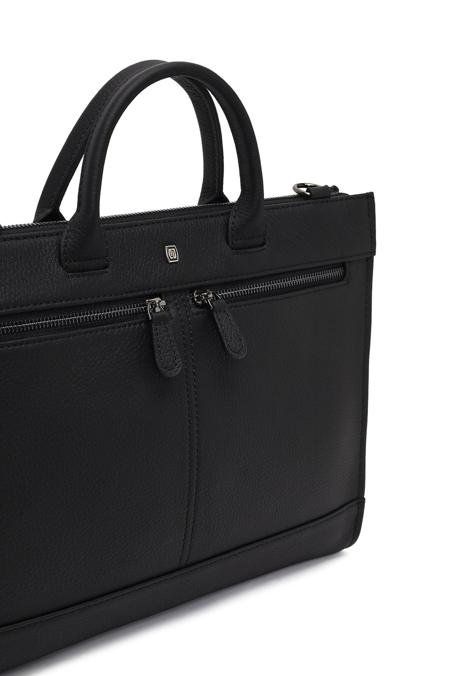 Men's Black Long Strap Leather Briefcase