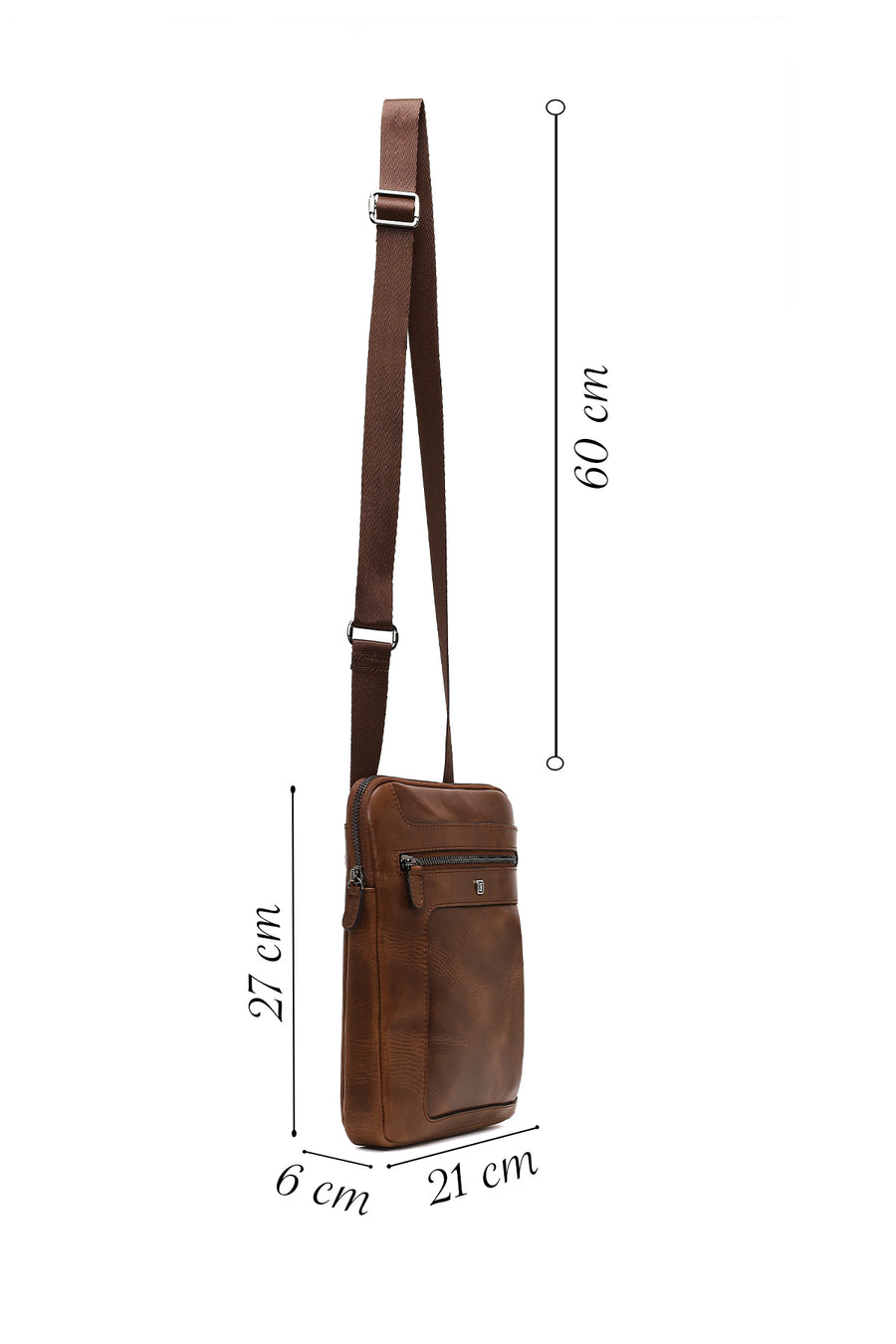 Men's Brown Long Strap Leather Shoulder Bag