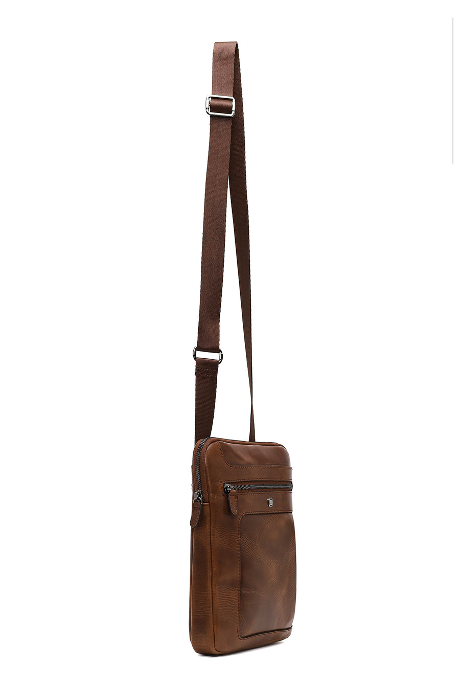 Men's Brown Long Strap Leather Shoulder Bag