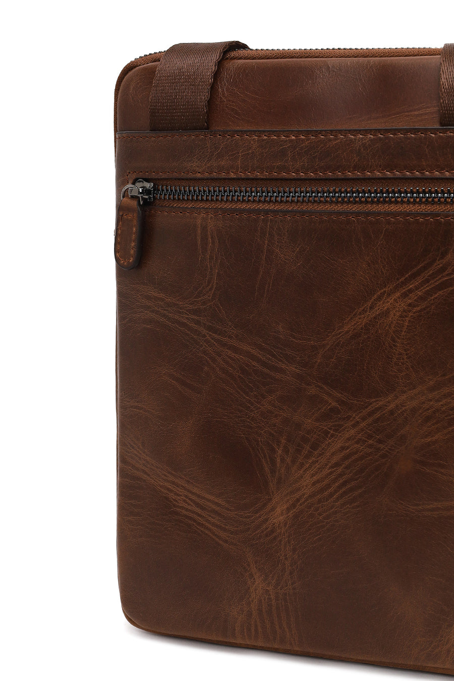 Men's Brown Long Strap Leather Shoulder Bag