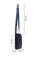 Men's Navy Blue Long Strap Leather Shoulder Bag | Derimod