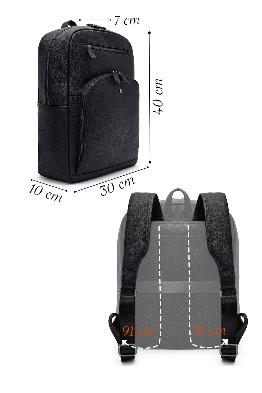 Men's Black Leather Backpack