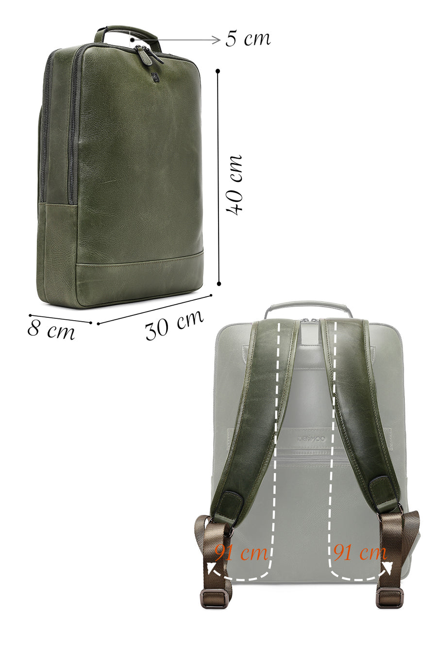 Men's Green Leather Backpack