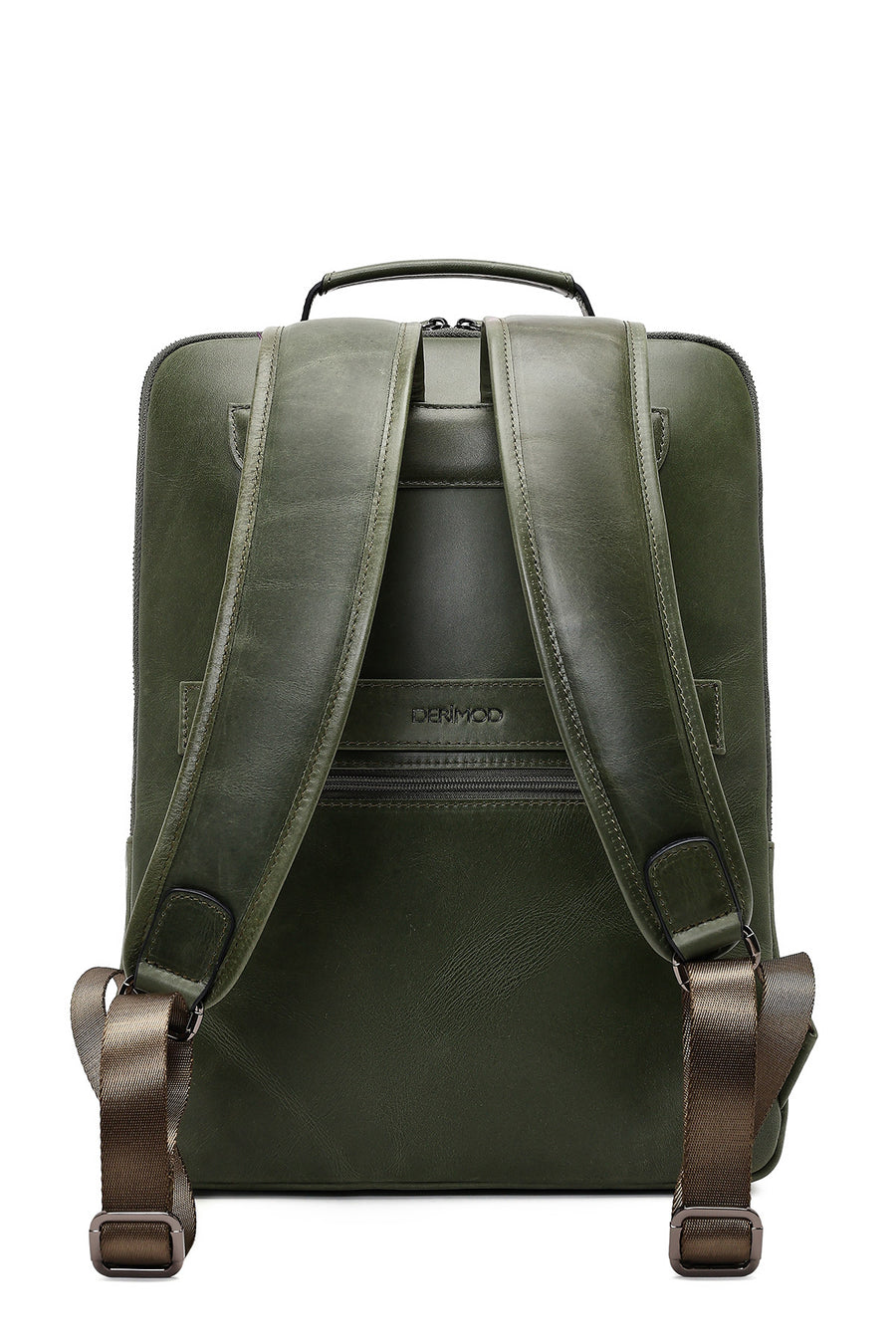 Men's Green Leather Backpack