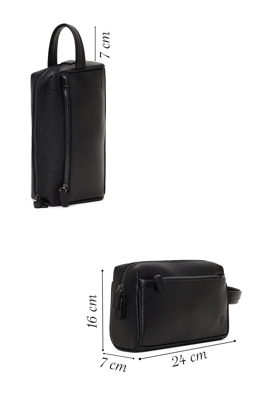 Male Black Leather Mini Handbag
