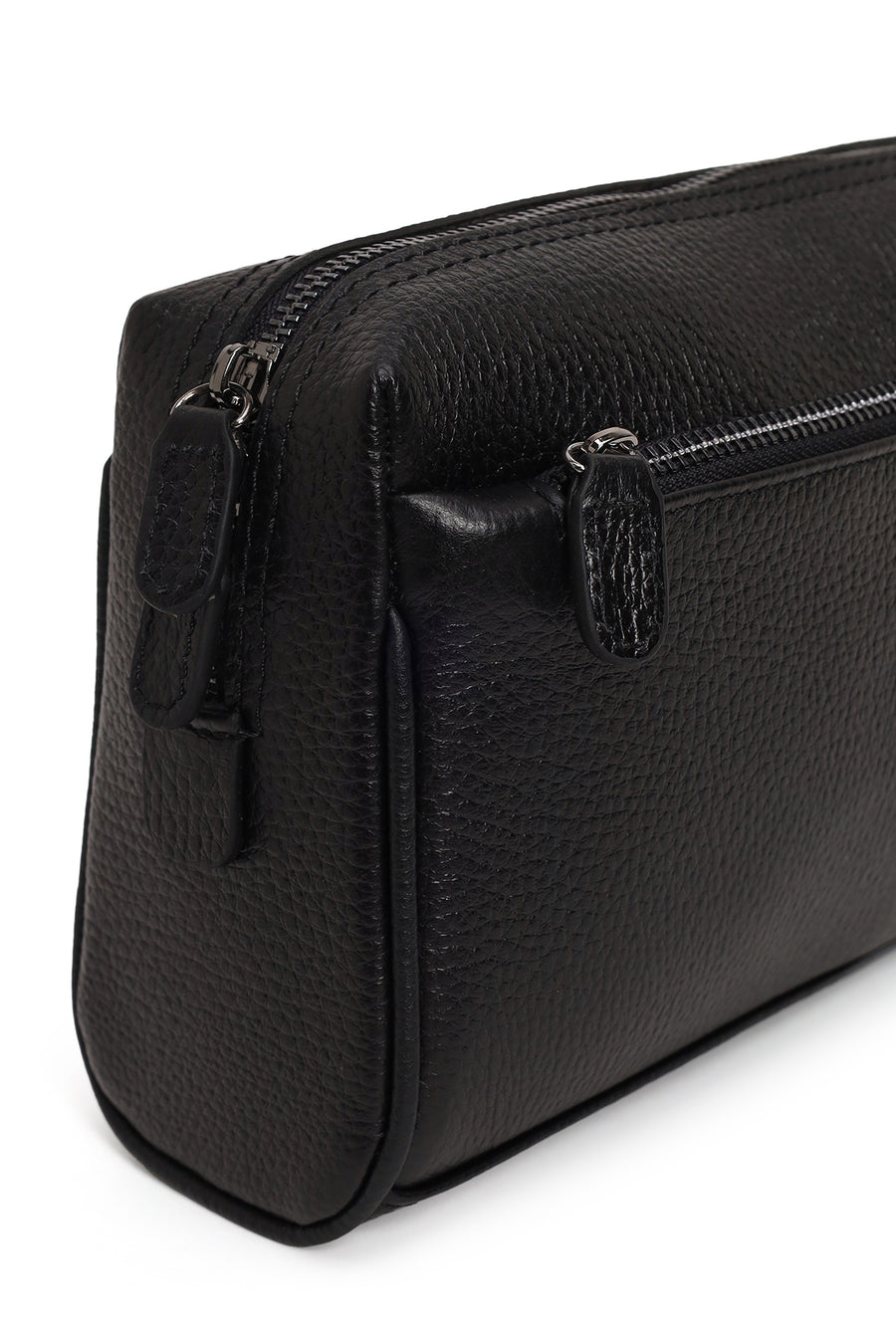 Male Black Leather Mini Handbag