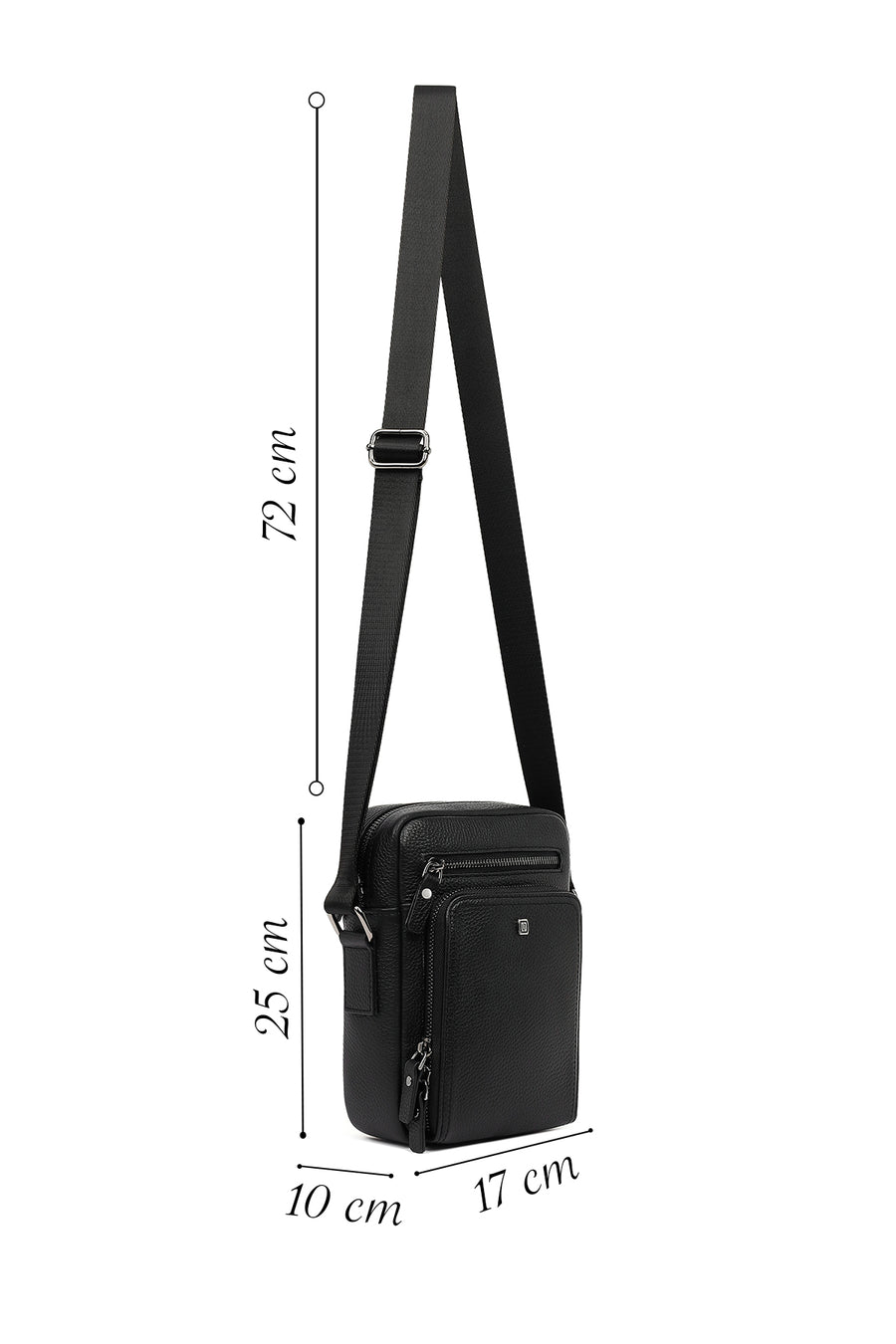 Men's Black Leather Messenger Bag