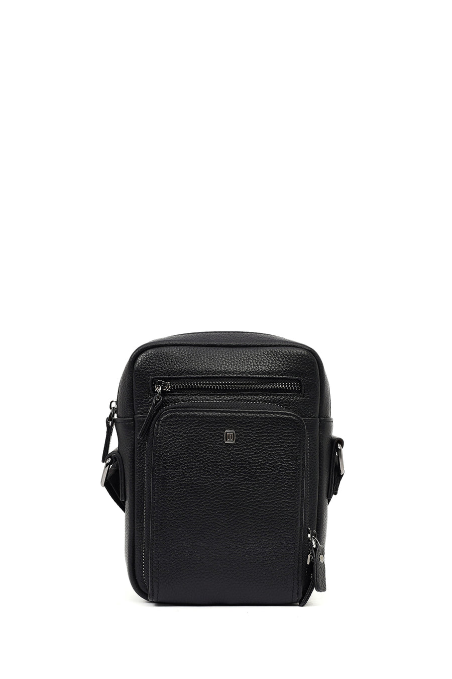 Men's Black Leather Messenger Bag