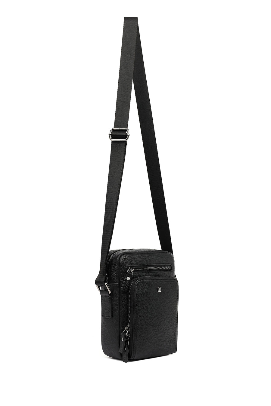 Men's Black Leather Messenger Bag