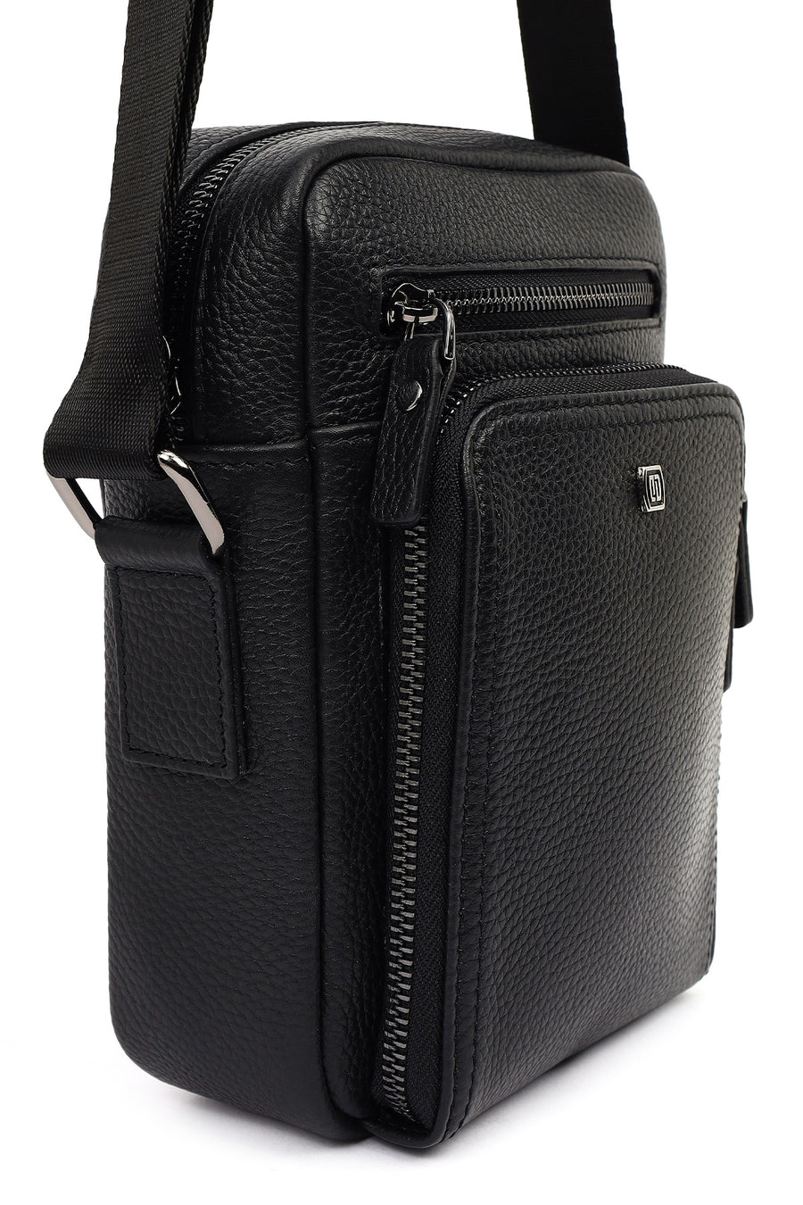 Men's Black Leather Messenger Bag