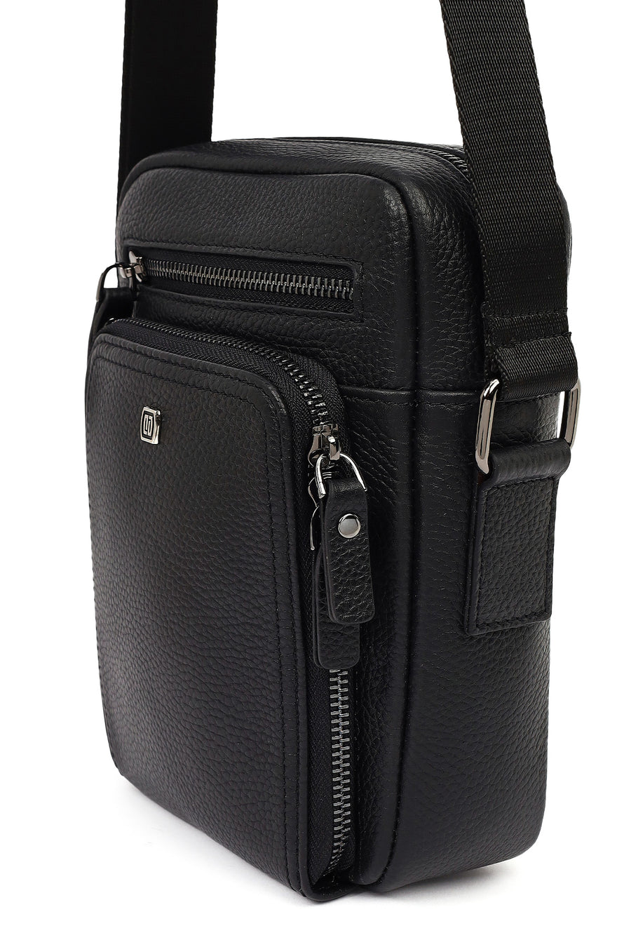 Men's Black Leather Messenger Bag