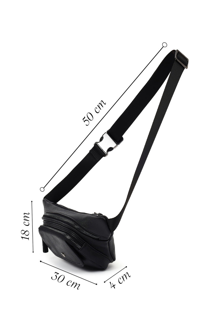 Men's Black Leather Mini Waist Bag