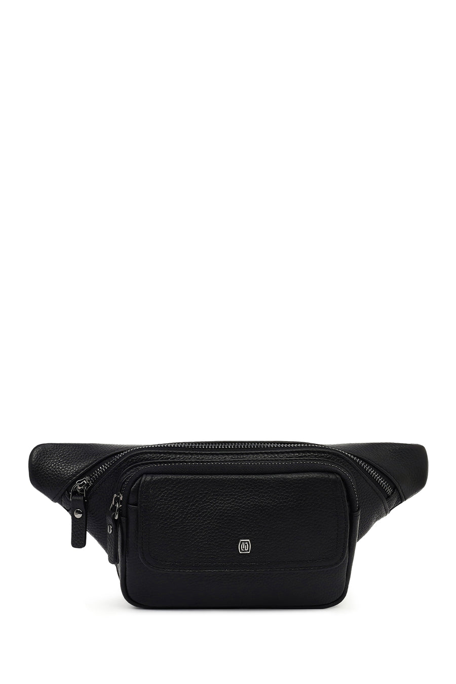 Men's Black Leather Mini Waist Bag