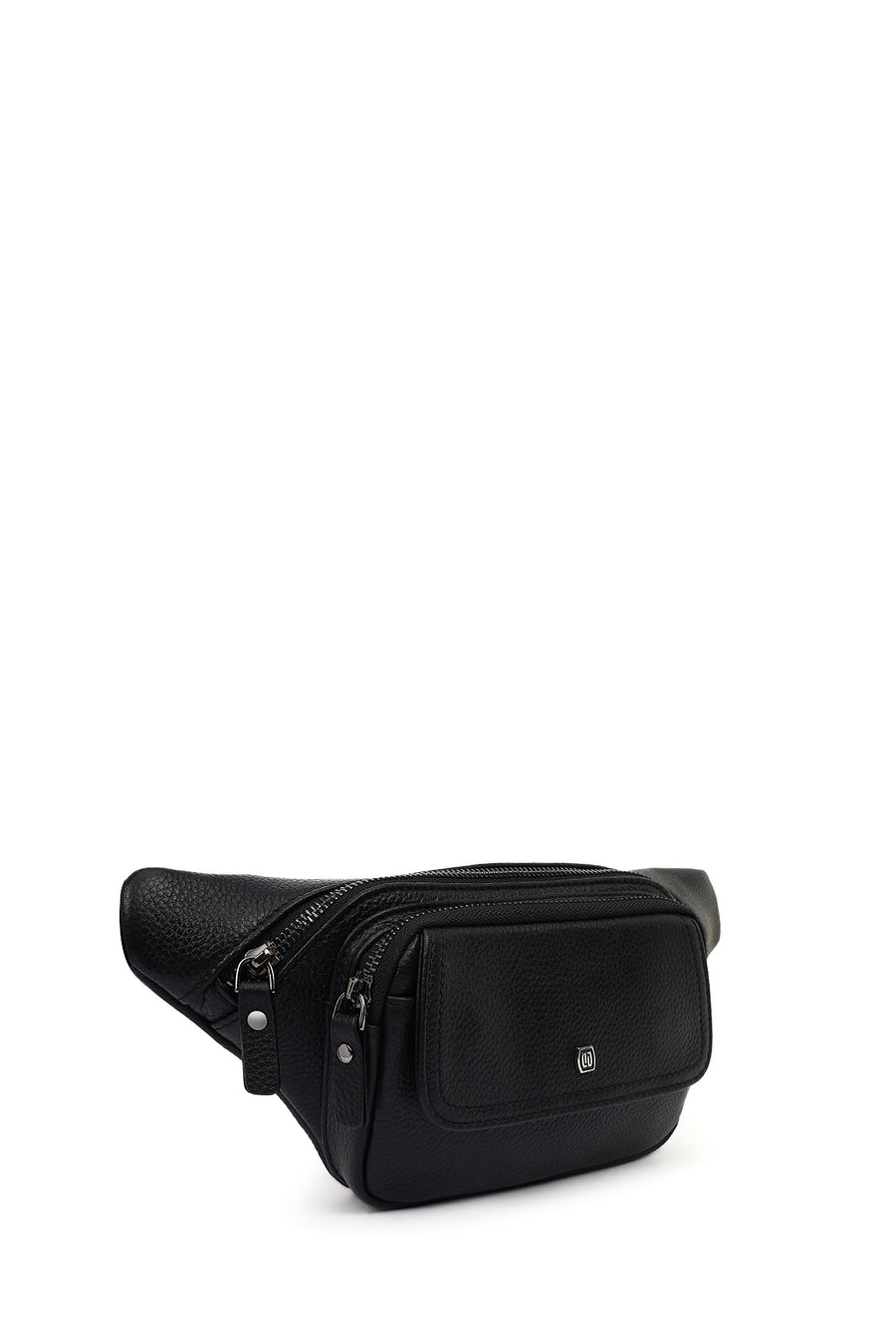 Men's Black Leather Mini Waist Bag