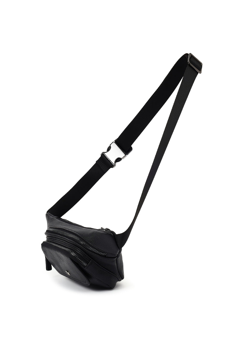 Men's Black Leather Mini Waist Bag
