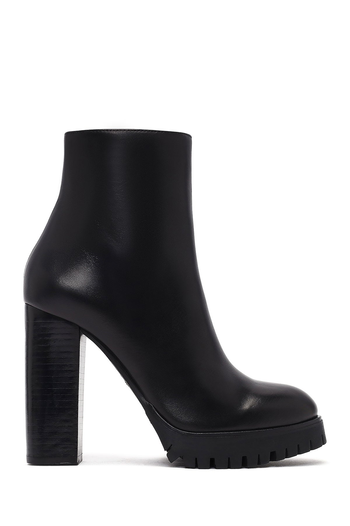 Woman Black Zippered High Heels Leather Boat 25WFD100118 | Derimod