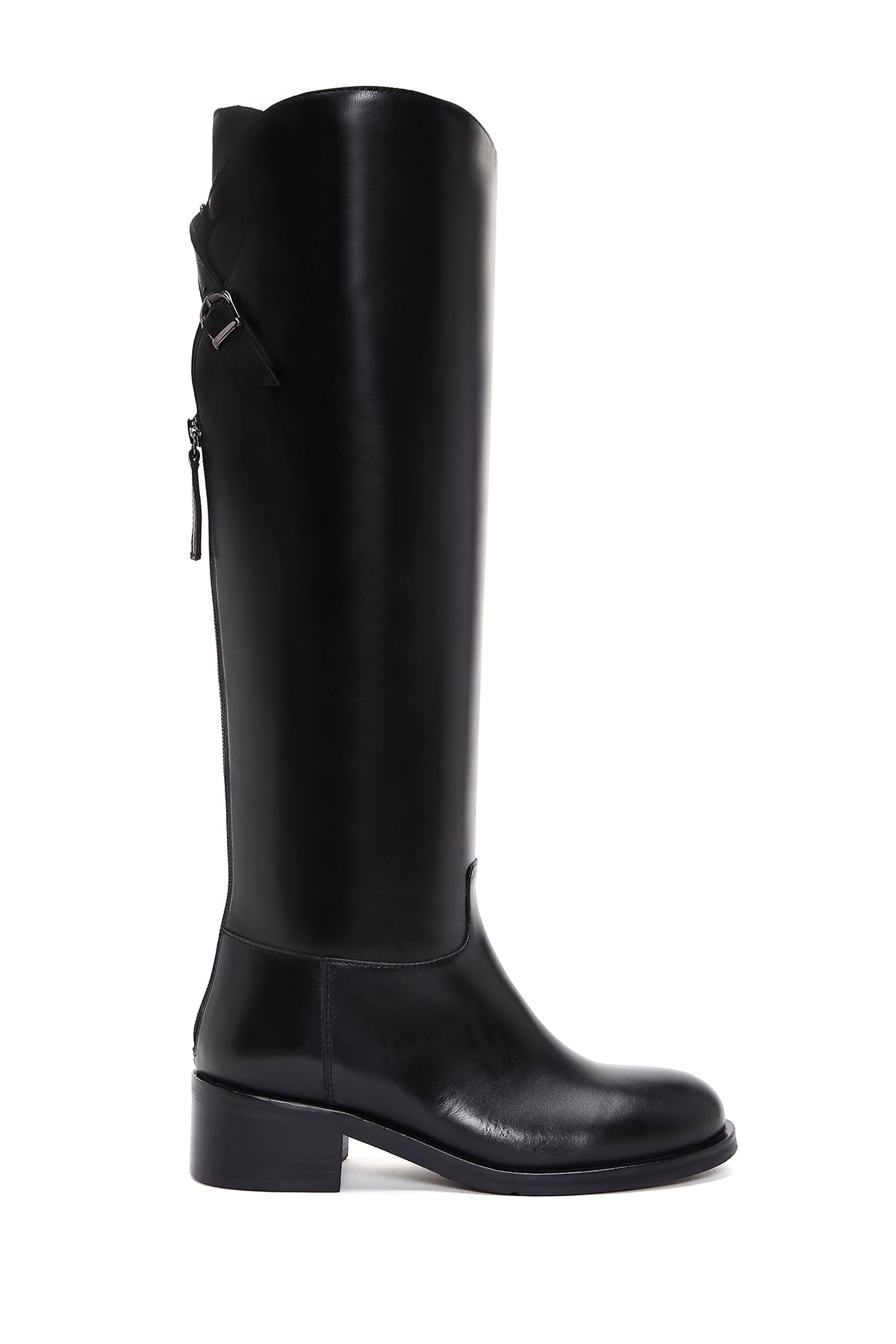 Woman Black Zippered Buckle Detail Leather Boot 25WFD100318 | Derimod